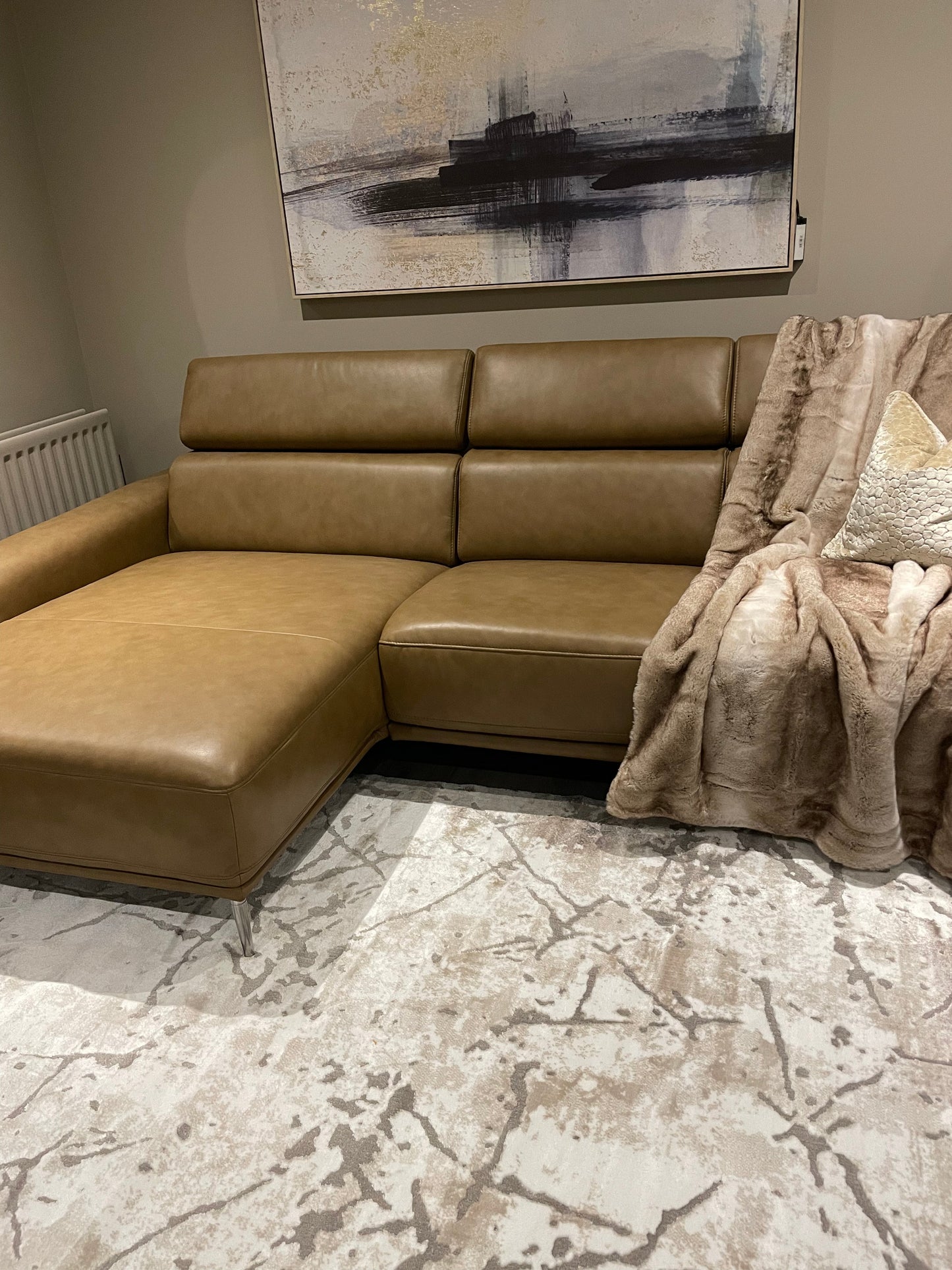 Mezzana Italian top Grade leather chaise sofa further reduced LAST ONE-Chaise sofa-Renaissance Design Studio