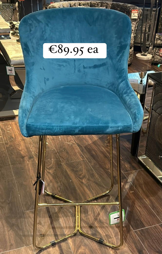 Keri bar stool In teal velvet for click n collect . No exchange