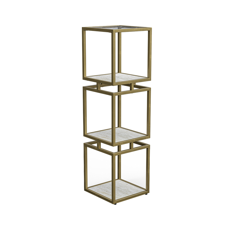 3 tier Display stand gold w cream-display unit-Renaissance Design Studio
