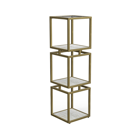 3 tier Display stand gold w cream-display unit-Renaissance Design Studio