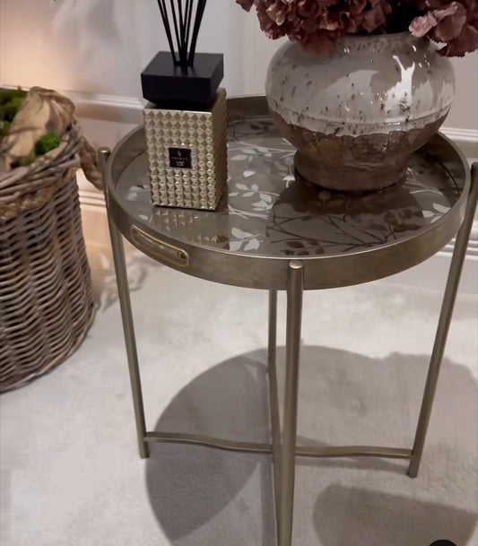 Antique gold and mirror top side  table. Super Value item.