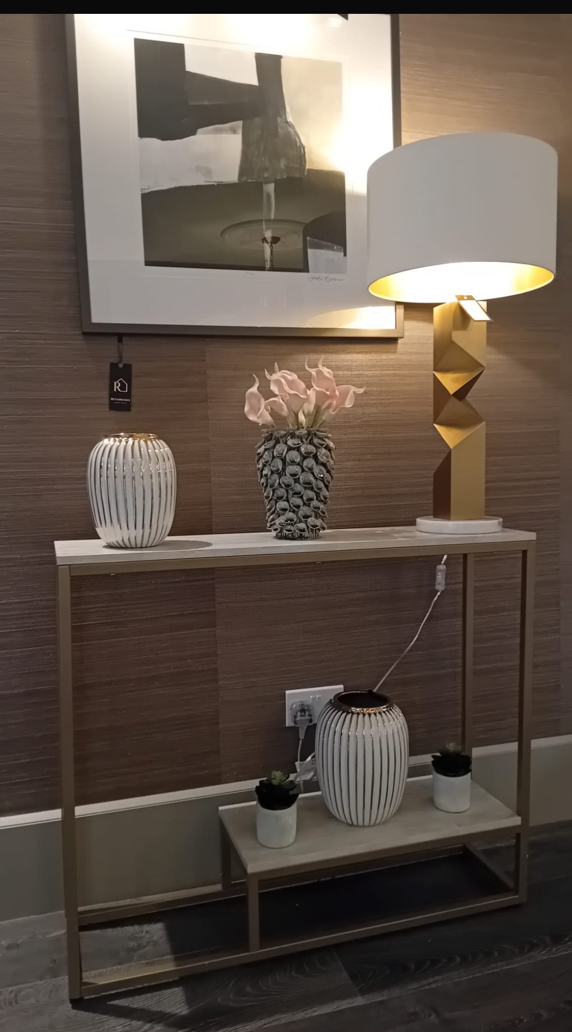 Susanne  Gold and Cream console table special  clearance deal