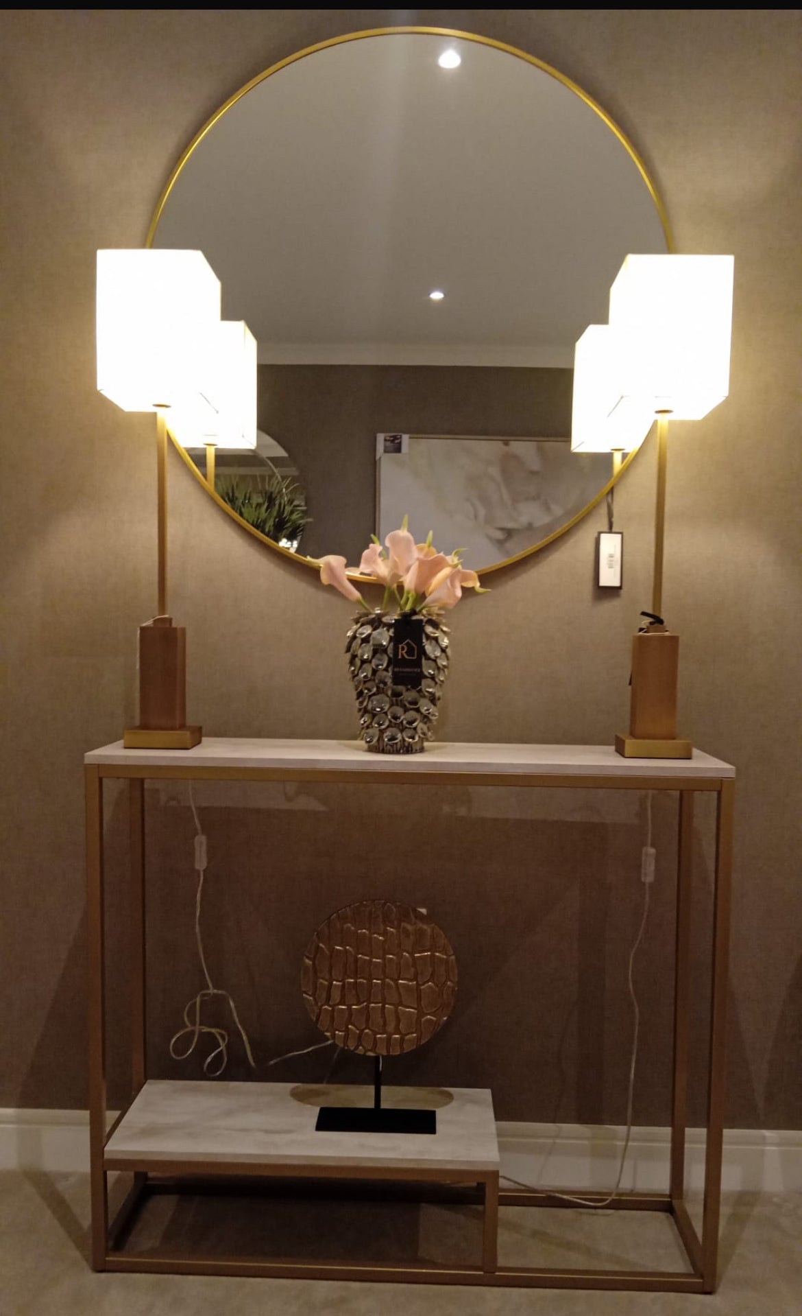 Susanne  Gold and Cream console table special  clearance deal