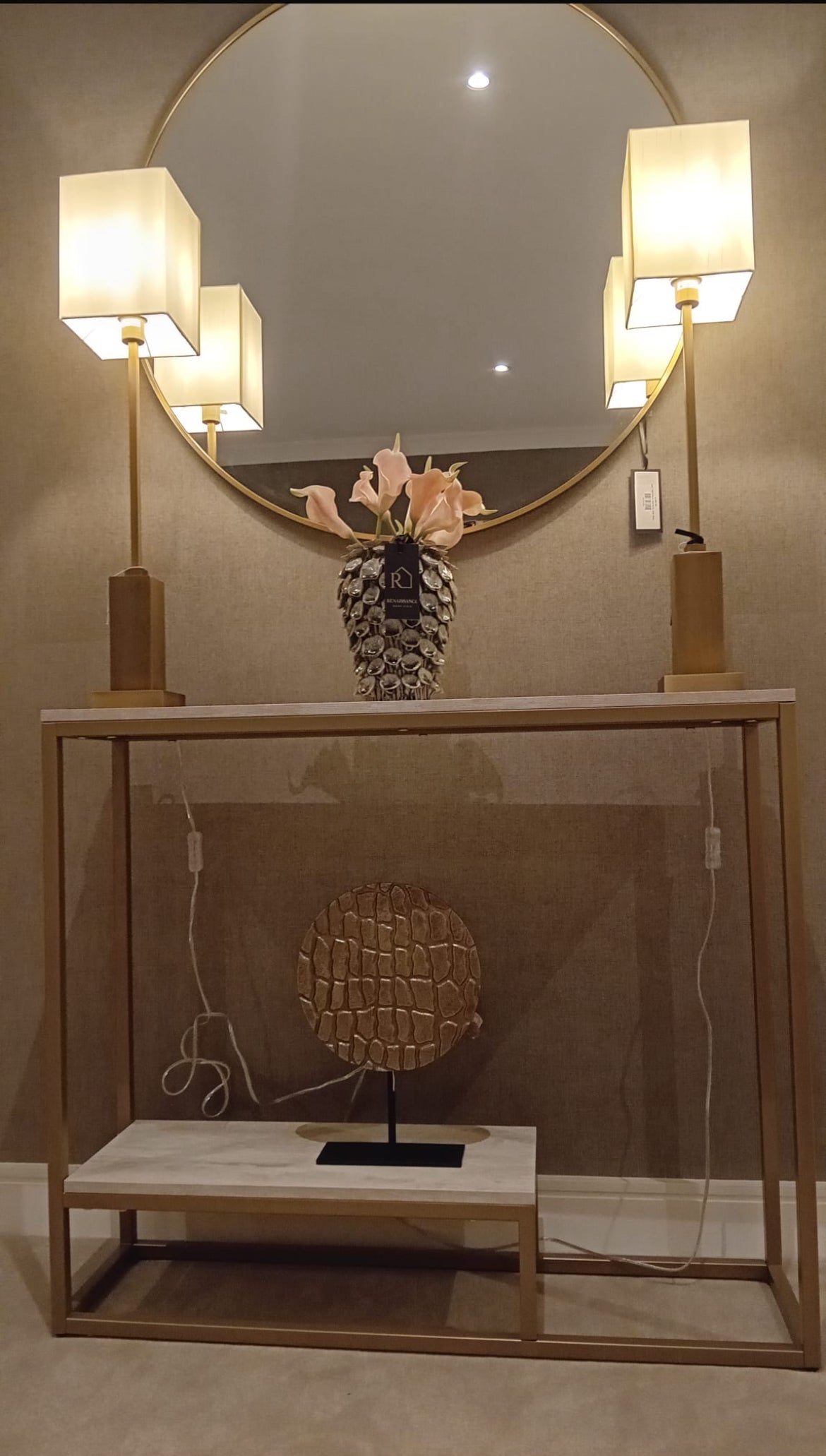 Susanne  Gold and Cream console table special  clearance deal