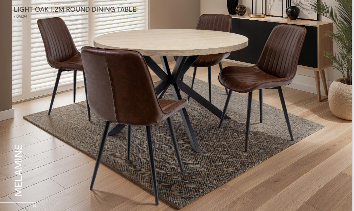Laurence 1.07m Round Dining Table Grey Oak Finish-dining table-Renaissance Design Studio