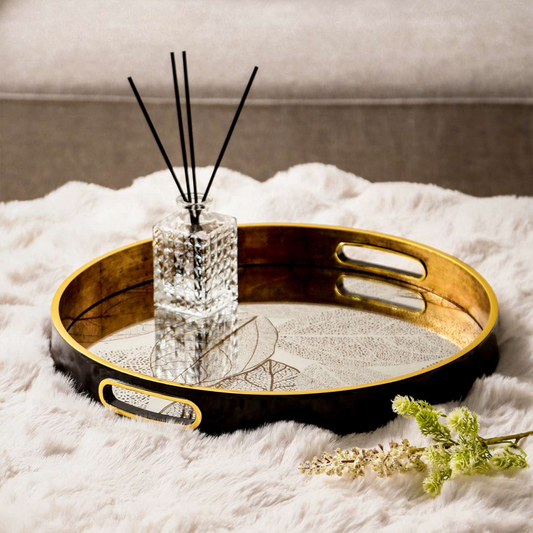 Leaf Set of 2 mirrored trays-Set of trays-Renaissance Design Studio