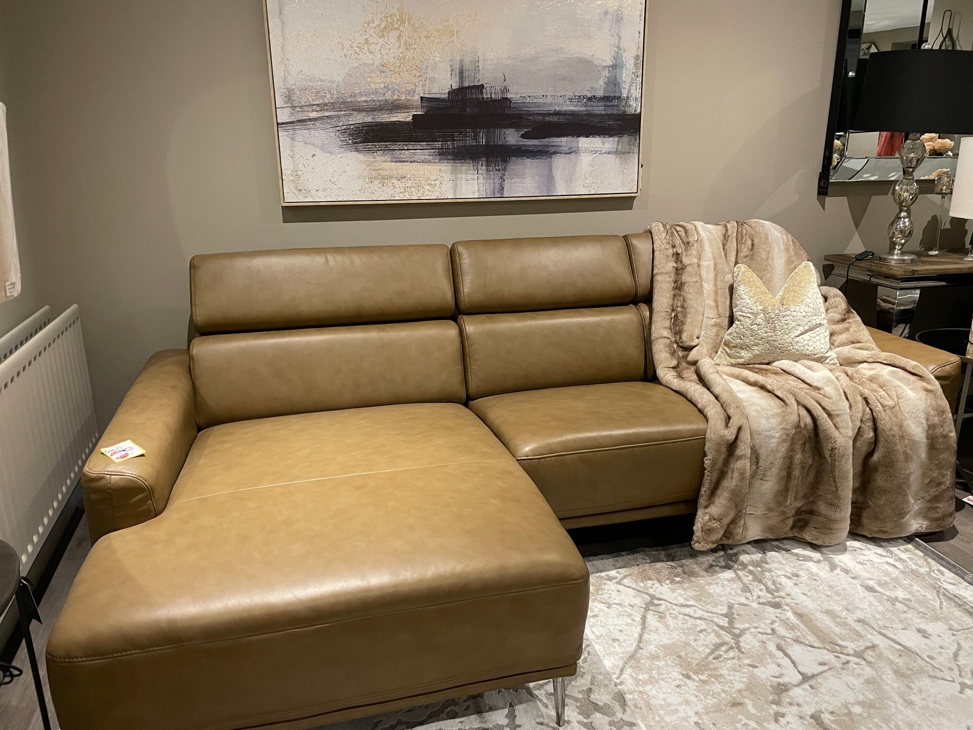 Mezzana Italian top Grade leather chaise sofa further reduced LAST ONE-Chaise sofa-Renaissance Design Studio