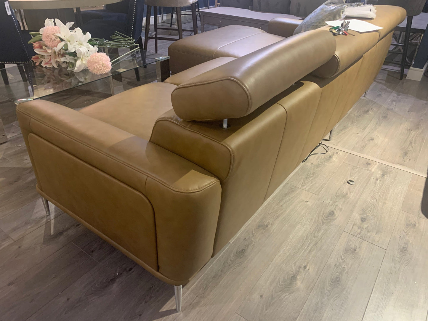 Mezzana Italian top Grade leather chaise sofa further reduced LAST ONE-Chaise sofa-Renaissance Design Studio