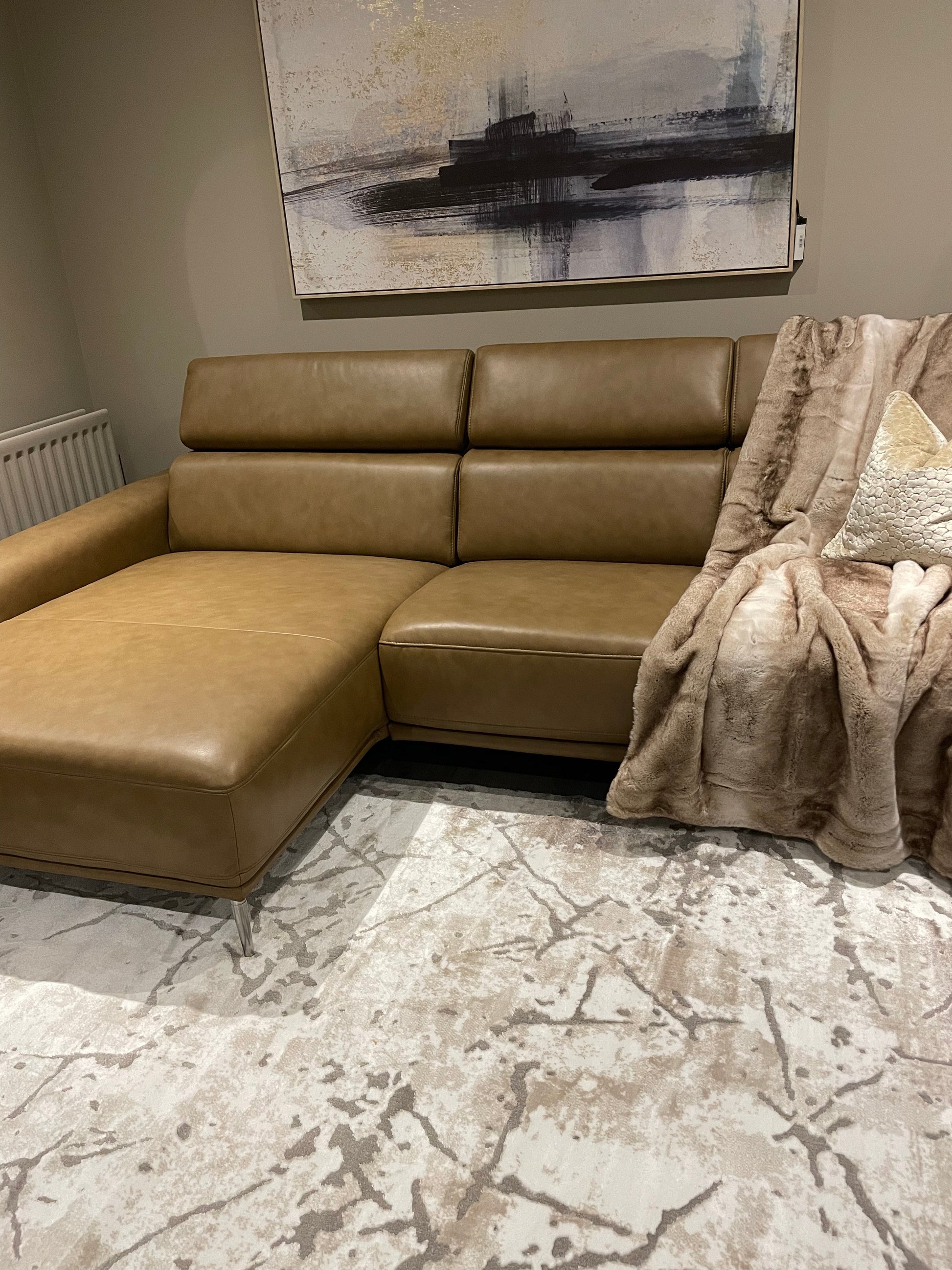 Mezzana Italian top Grade leather chaise sofa further reduced LAST ONE-Chaise sofa-Renaissance Design Studio