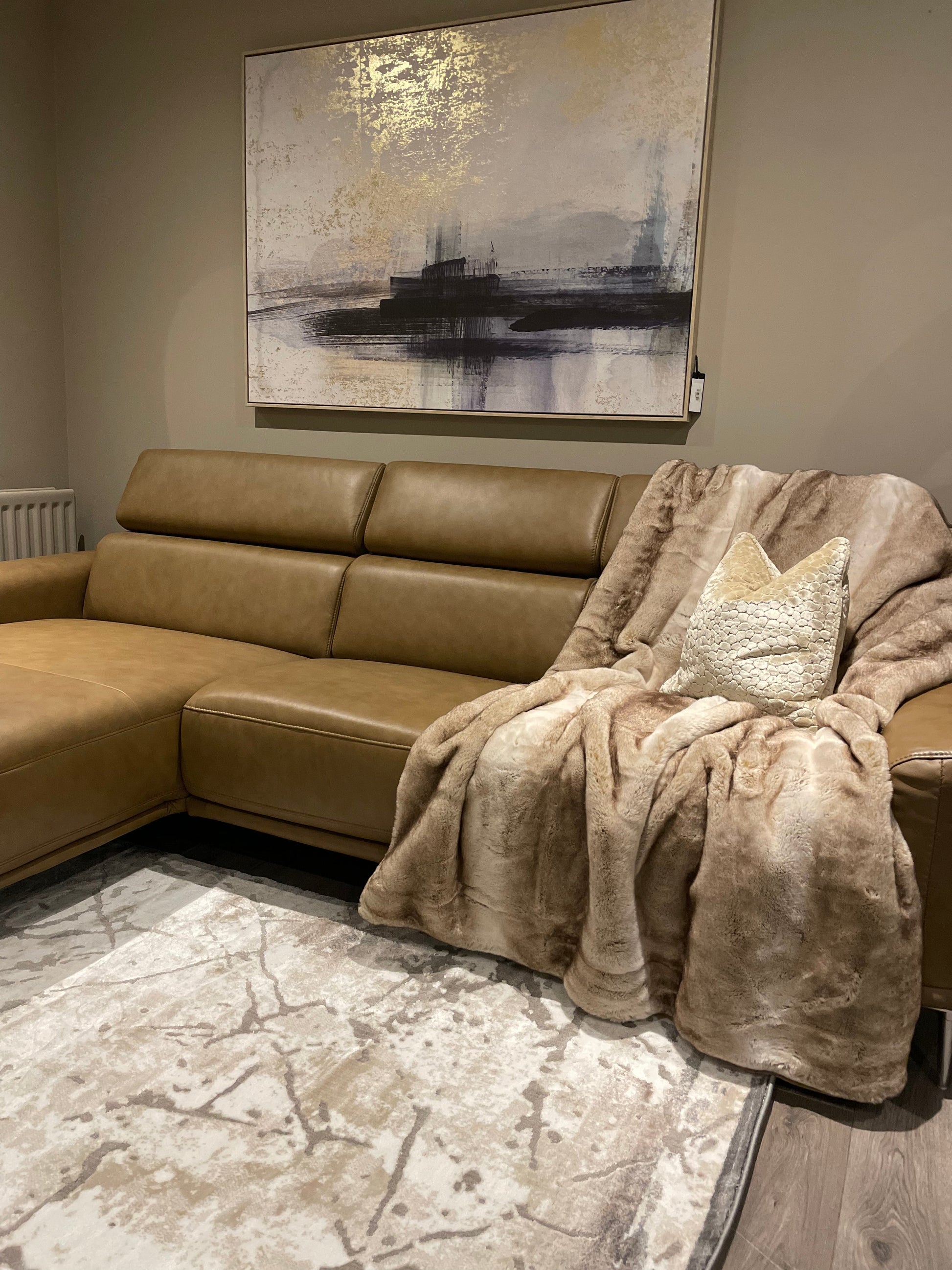 Mezzana Italian top Grade leather chaise sofa further reduced LAST ONE-Chaise sofa-Renaissance Design Studio