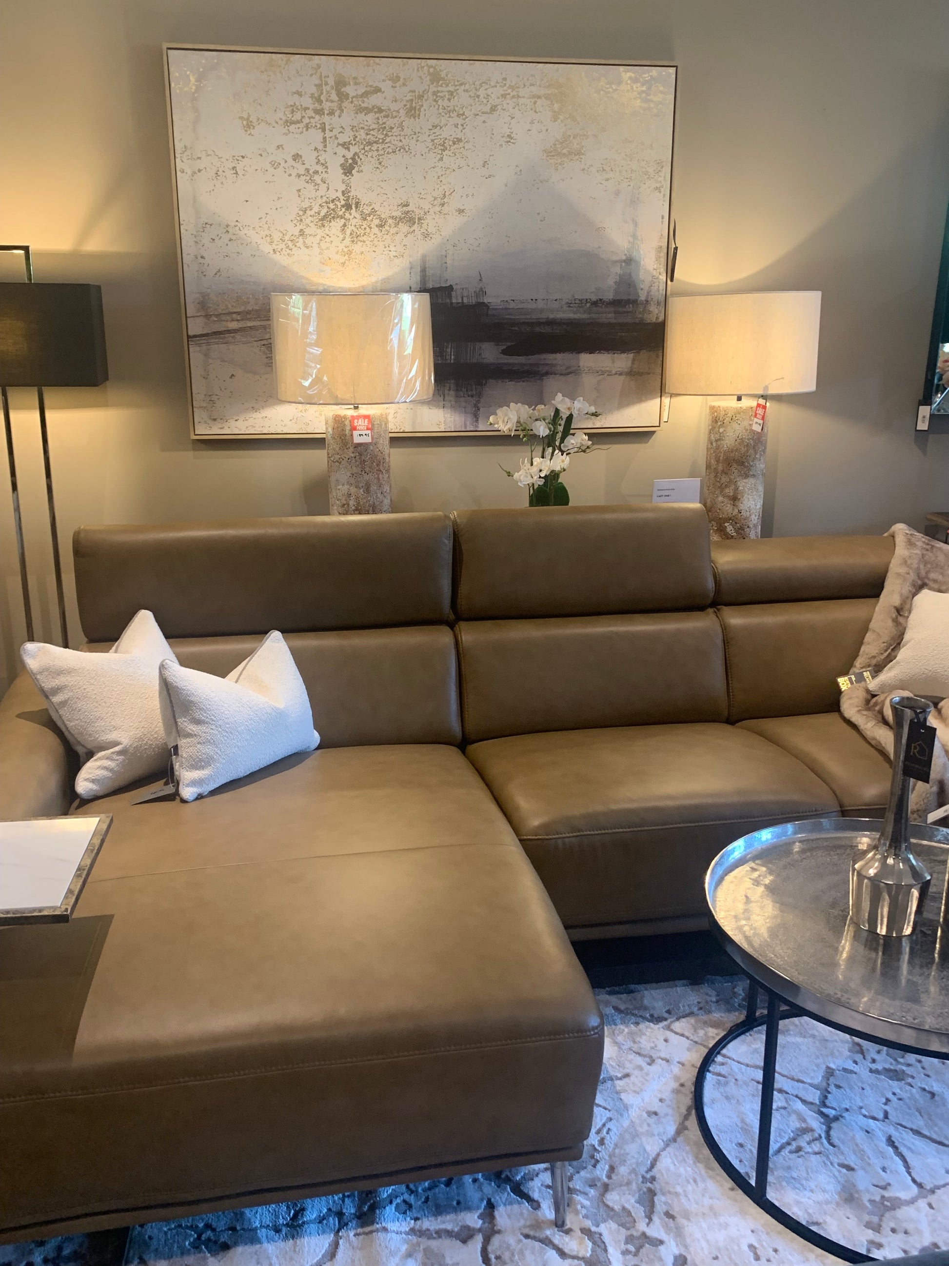 Mezzana Italian top Grade leather chaise sofa further reduced LAST ONE-Chaise sofa-Renaissance Design Studio