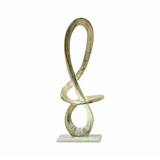 Gold Metal Sculpture With White Marble Base 46 cm
